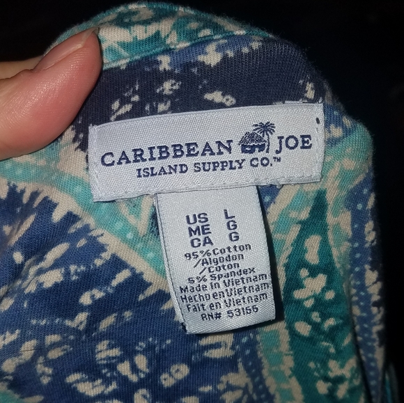 🍋Caribbean Joe blue print top size L - Picture 3 of 3